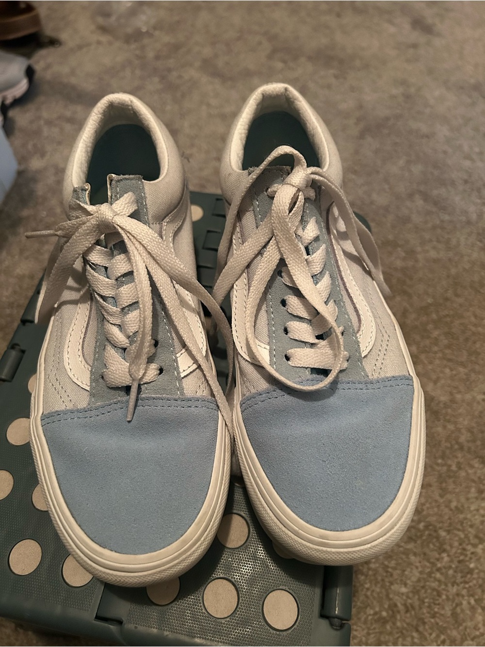 Light blue platform vans